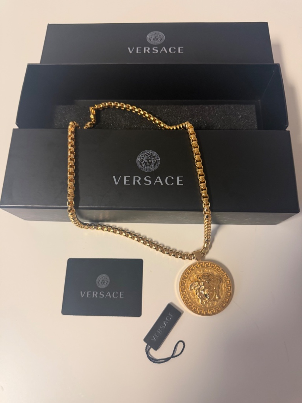 Versace goldtone medusa pendant and chain - Picture 6 of 8